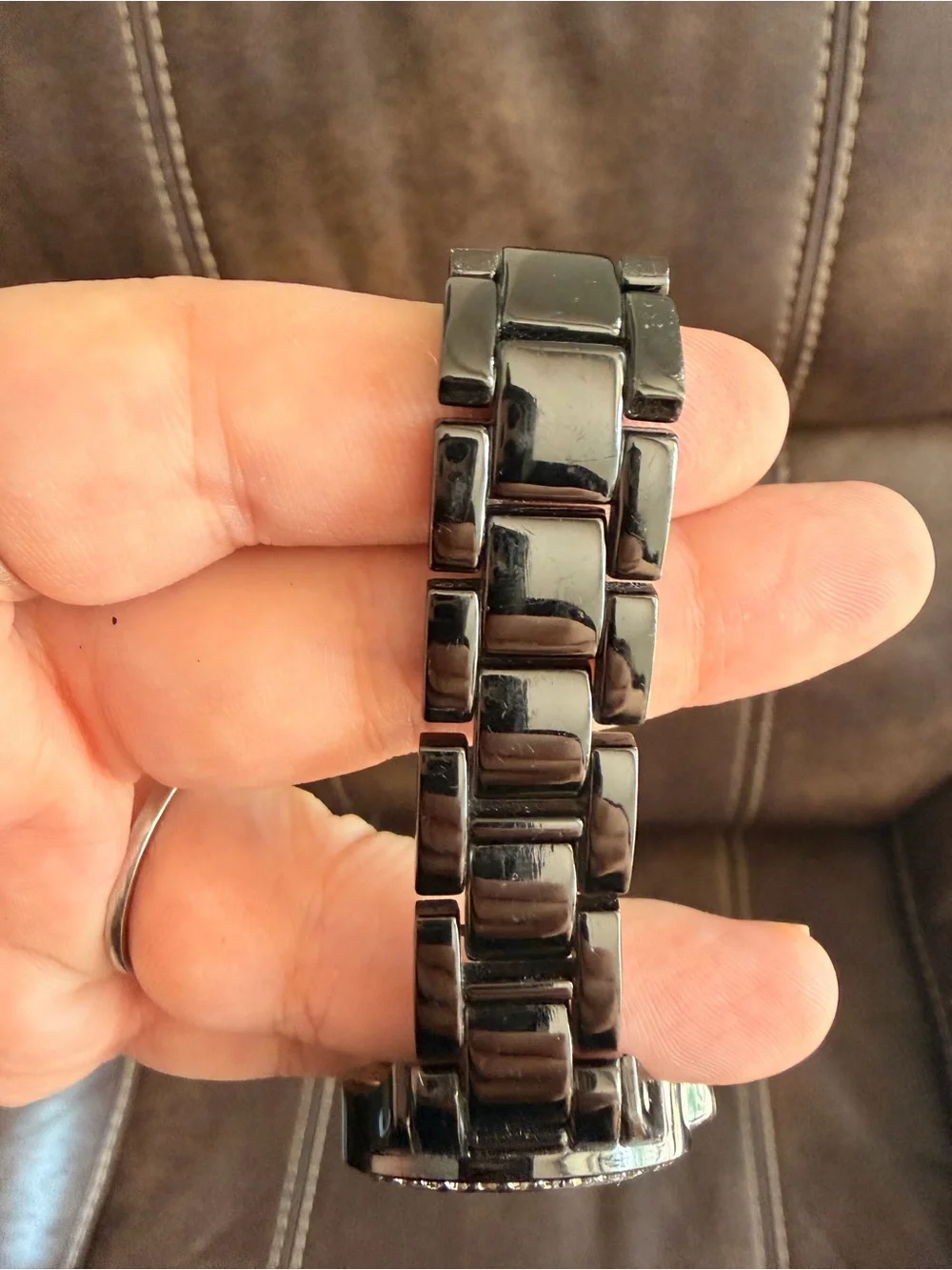 •NY&C• Black/Silver/Crystal Quartz Wrist Watch with Metal Link Band (untested)